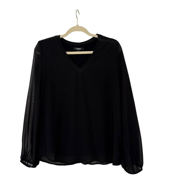 Premise Studio Black Sheer Long Sleeve Minimalist Blouse Size Women's Small - Picture 1 of 3